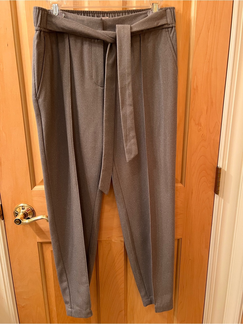 Loft Womem’s Tailored Paperbag Waist Pants — Gray